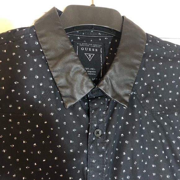 Guess Men’s Black Speckled Long Sleeve Button Down Shirt. Slim fit, Size Large - Picture 3 of 10
